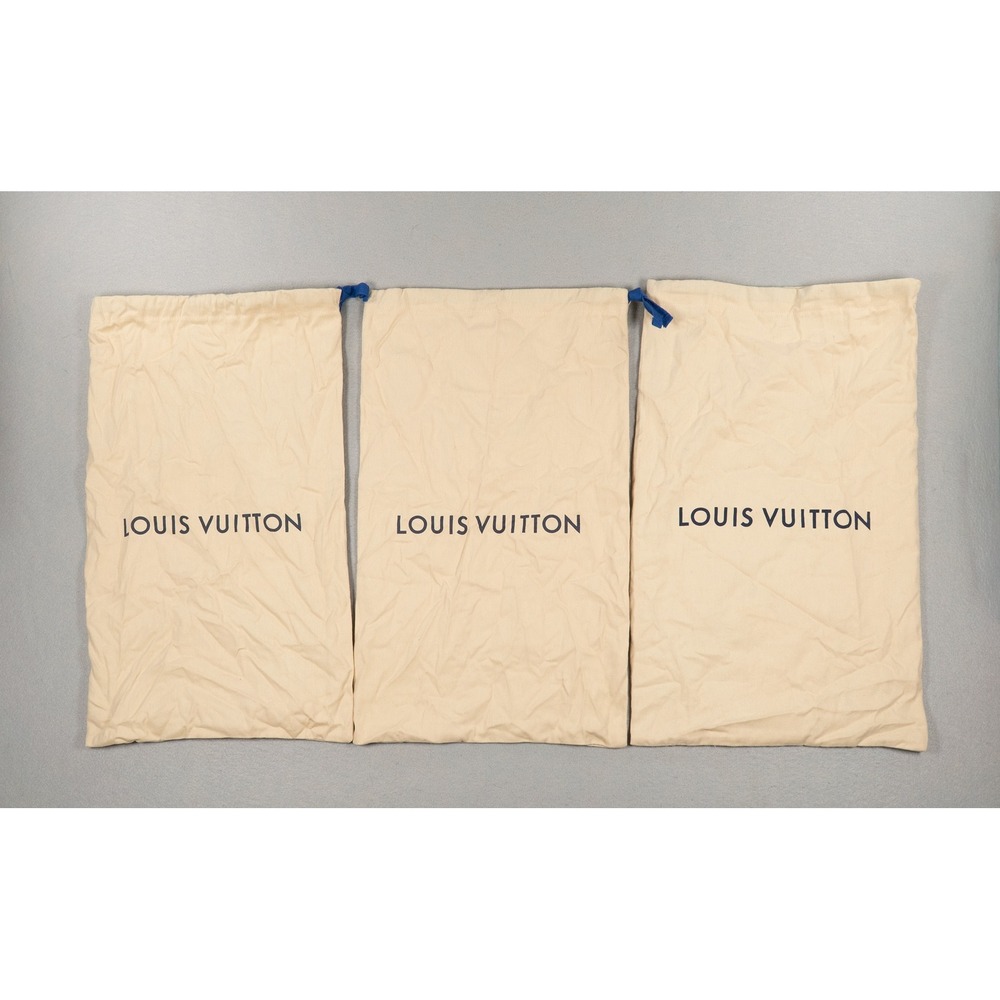 Louis Vuitton Set of 3 Cotton Drawstring Dust Bags Tan Navy Logo Pouch Accessory